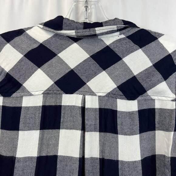 Staccato Women’s Long Roll Tab Sleeve Button Down Top Navy/White Check S - Picture 5 of 8